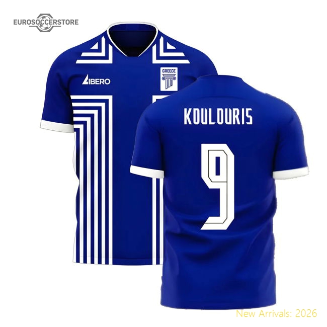 Greece 2025-2026 Away Concept Football Kit (Libero) (KOULOURIS 9) Jersey