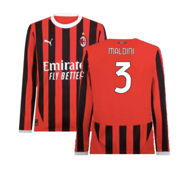 2024-2025 AC Milan Home Long Sleeve Shirt (Maldini 3)-ly44