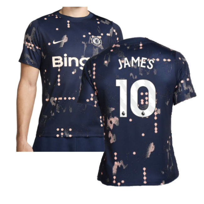 2024-2025 Chelsea Academy Pro Pre-Match Shirt (Obsidian) (James 10)-Football Jersey Hub