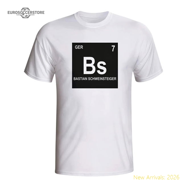 Bastian Schweinsteiger Germany Periodic Table T-shirt (white)-Football Jersey Hub