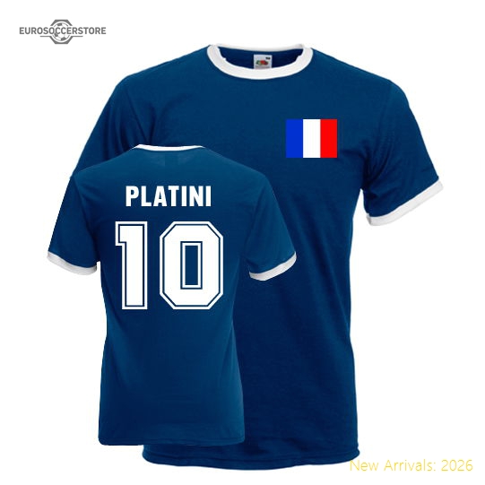 Michel Platini France Ringer Tee (dark Blue)-ly44