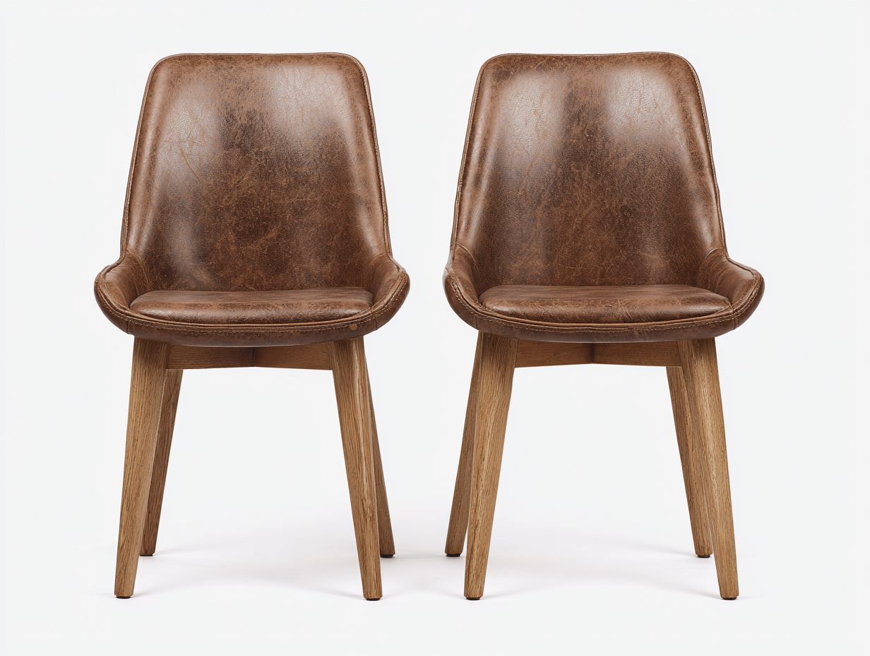 Sedia da pranzo - similpelle-legno - 54x52x81 cm - Marrone - stile moderno-Nimonrihaus