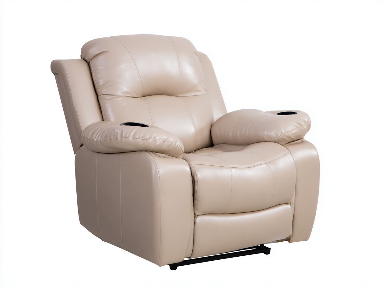 Poltrona reclinabile-pelle sintetica-94x98x104 cm-Beige-moderno relax-Nimonrihaus