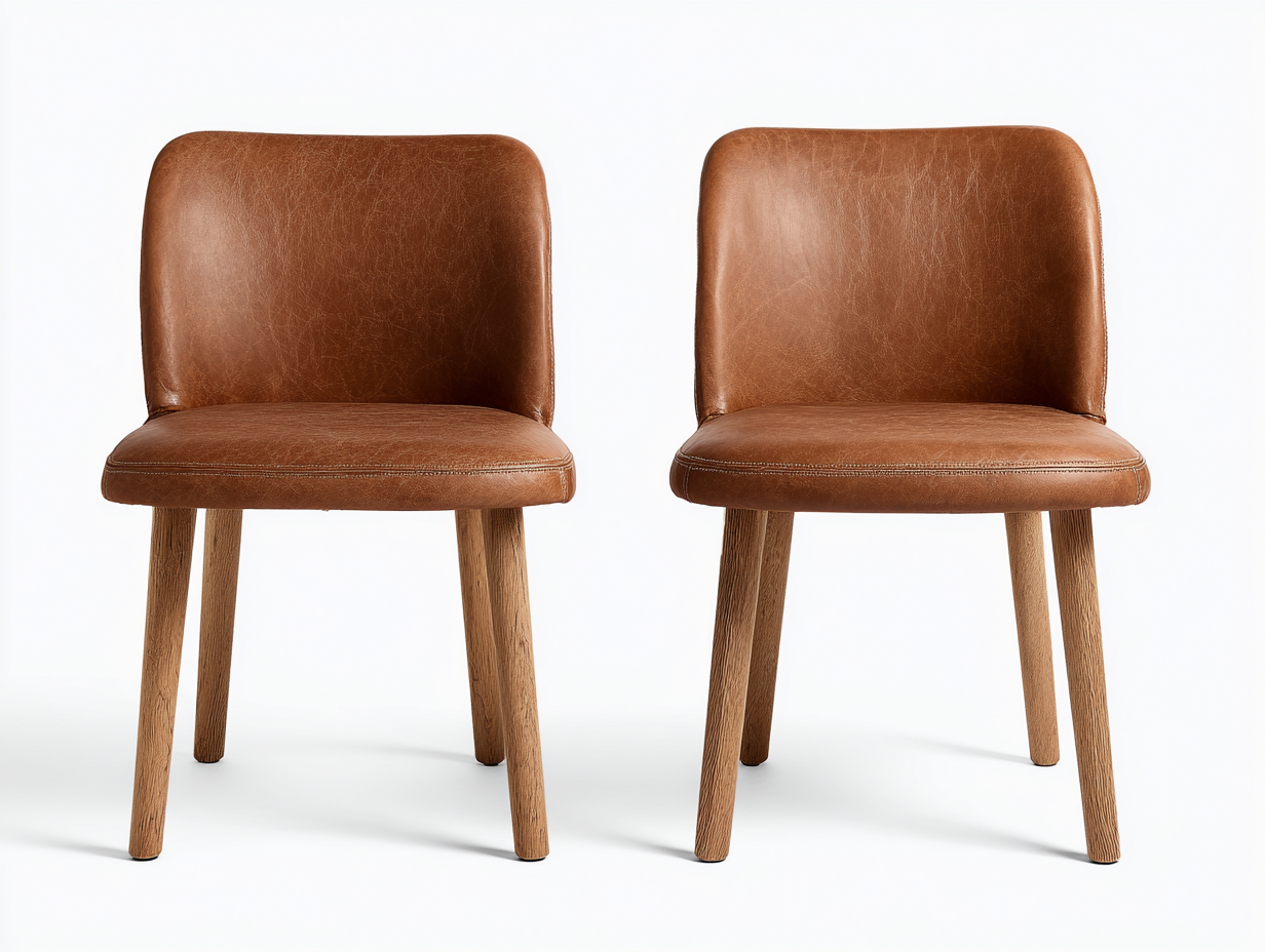 Sedia da pranzo - similpelle-legno - 53x51x79 cm - Marrone - stile moderno-Nimonrihaus