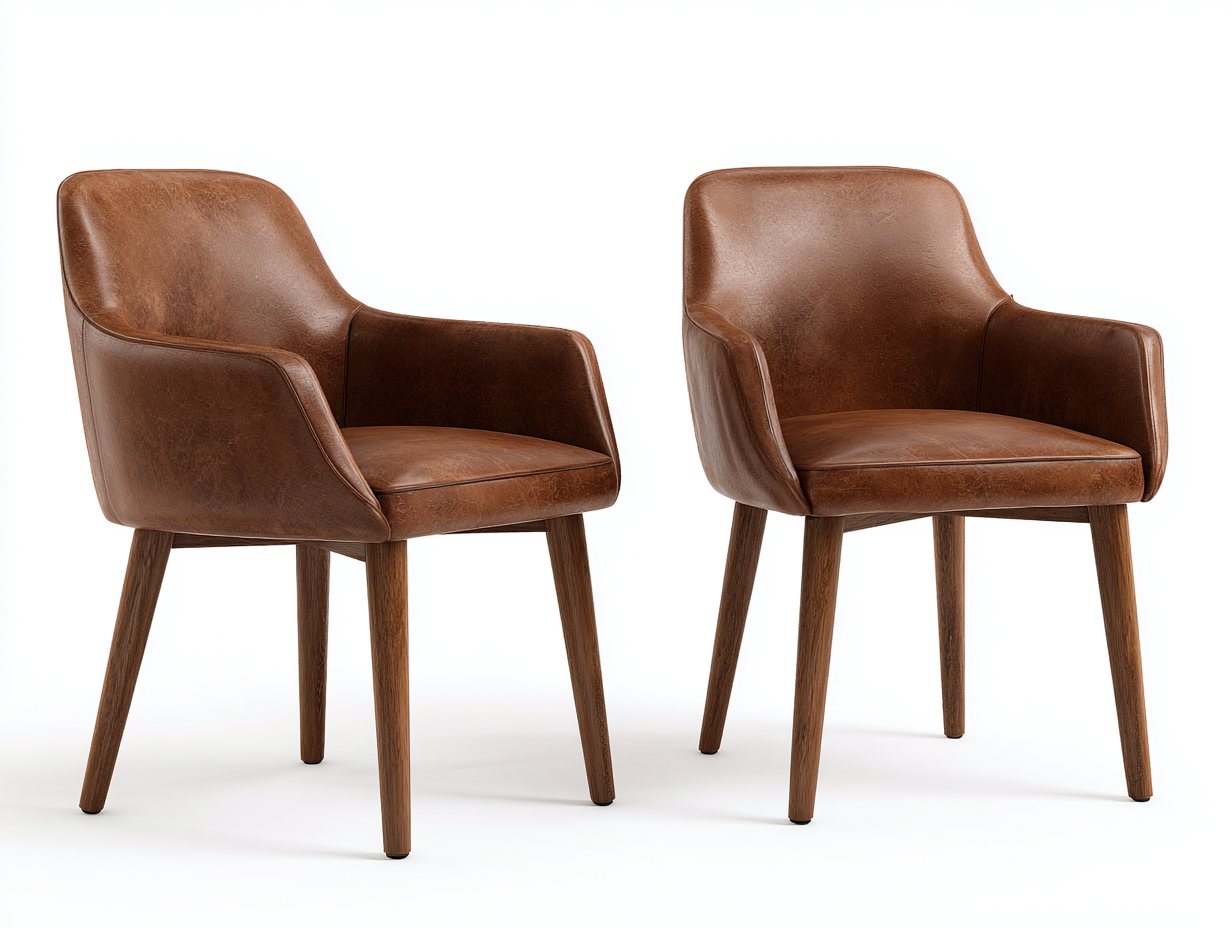 Sedia da pranzo - similpelle-legno - 56x54x79 cm - Marrone - stile moderno-Nimonrihaus