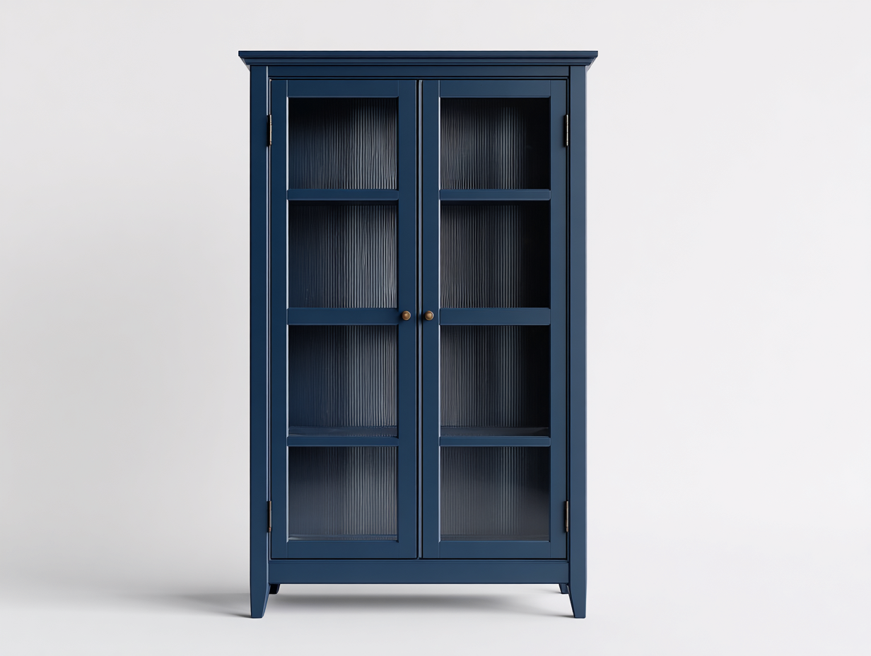 Vetrina - legno-vetro - 88x42x190 cm - Blu - stile classico moderno-Nimonrihaus