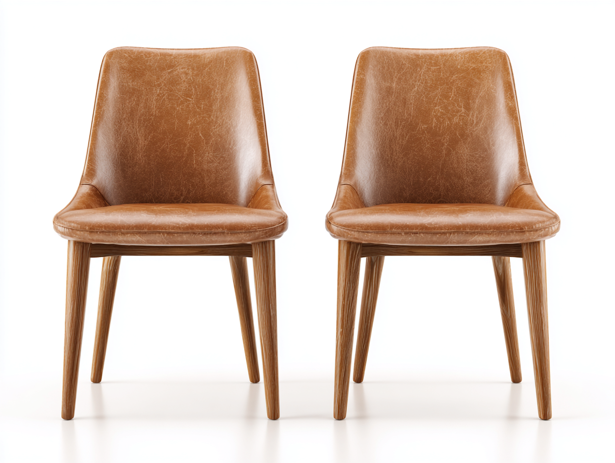 Sedia da pranzo - similpelle-legno - 55x53x81 cm - Marrone - stile moderno-Nimonrihaus