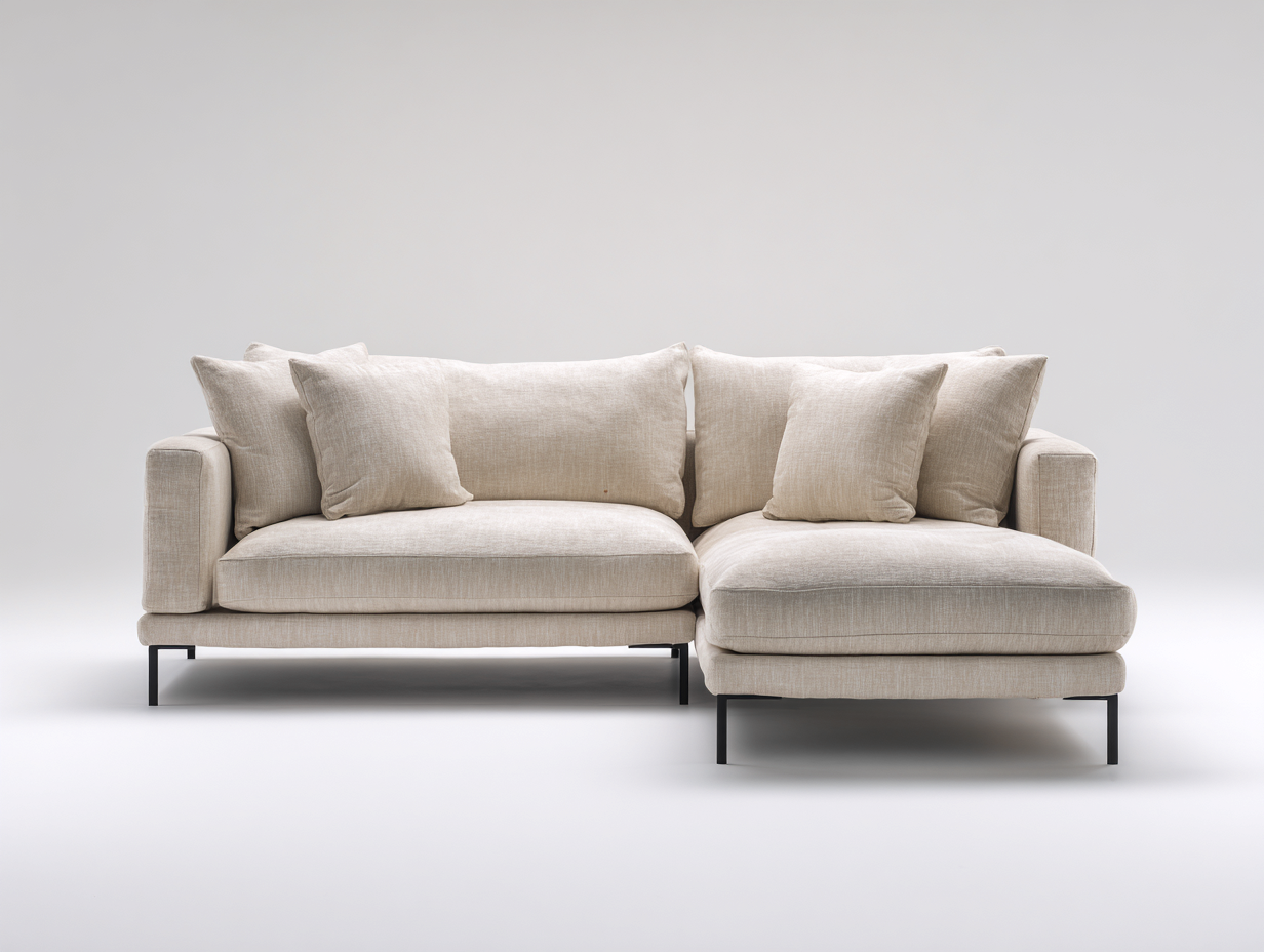 Divano angolare - tessuto - 275x170x86 cm - Beige - design moderno-Nimonrihaus