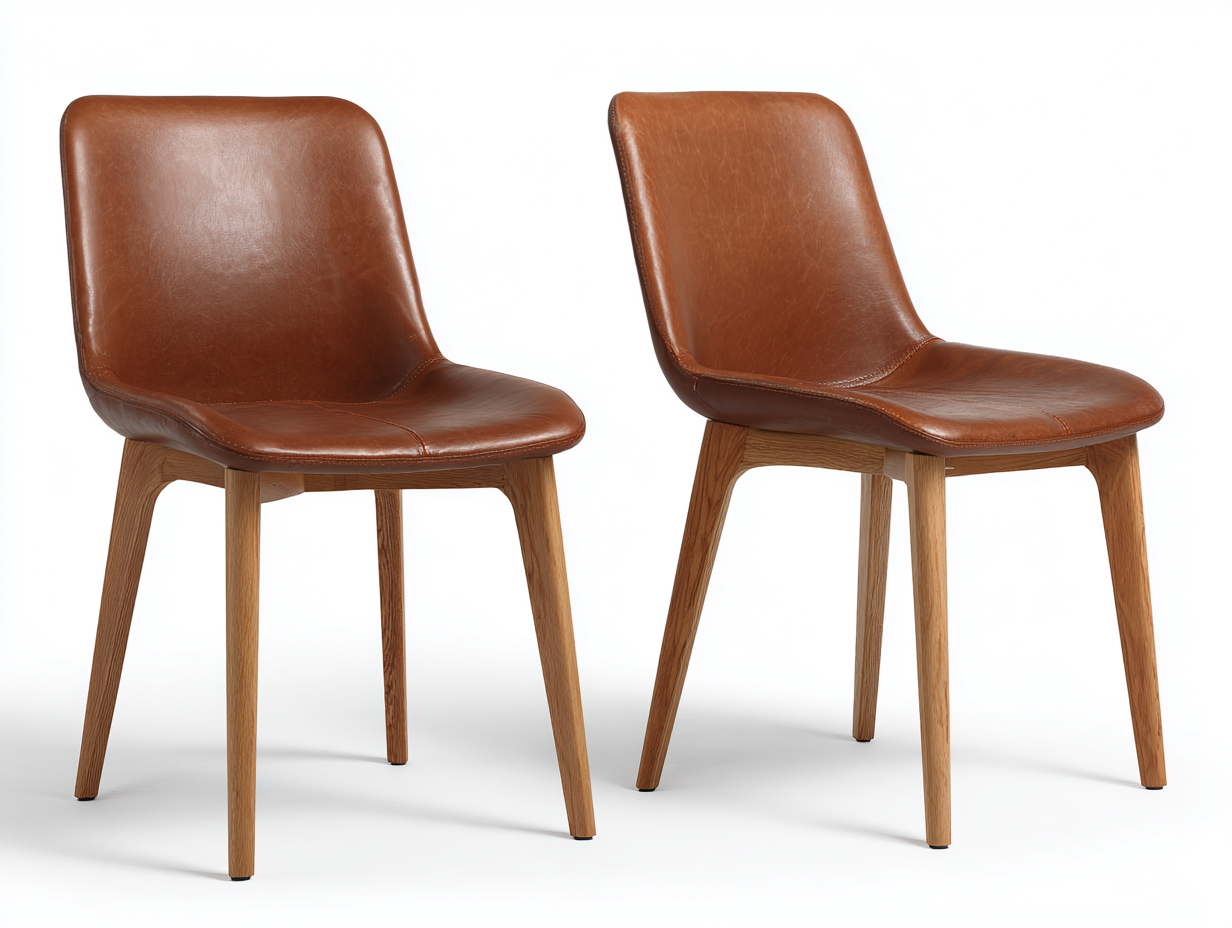 Sedia da pranzo - similpelle-legno - 54x52x80 cm - Marrone - stile moderno-Nimonrihaus