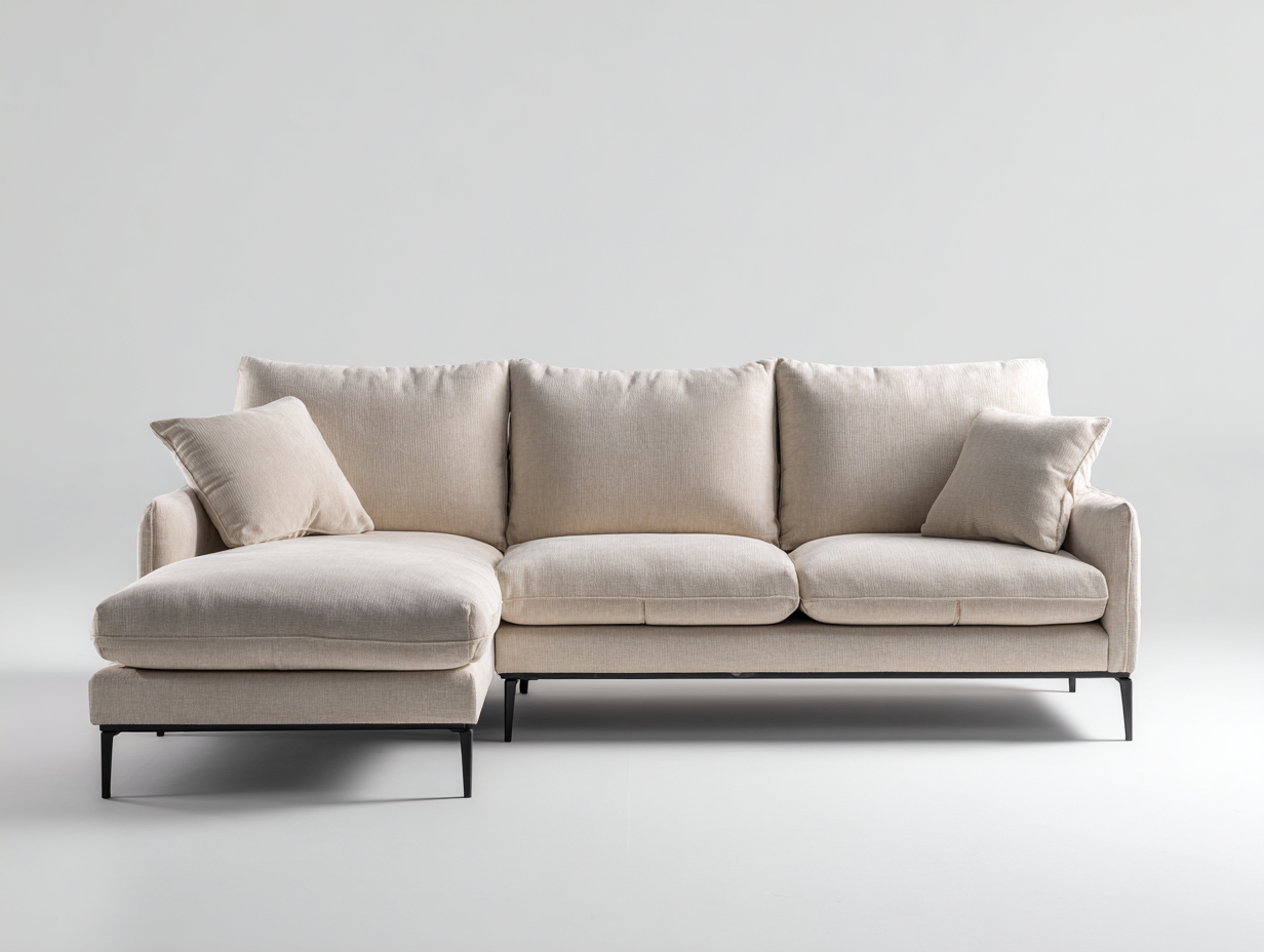 Divano angolare - tessuto - 275x170x86 cm - Beige - design moderno-Nimonrihaus