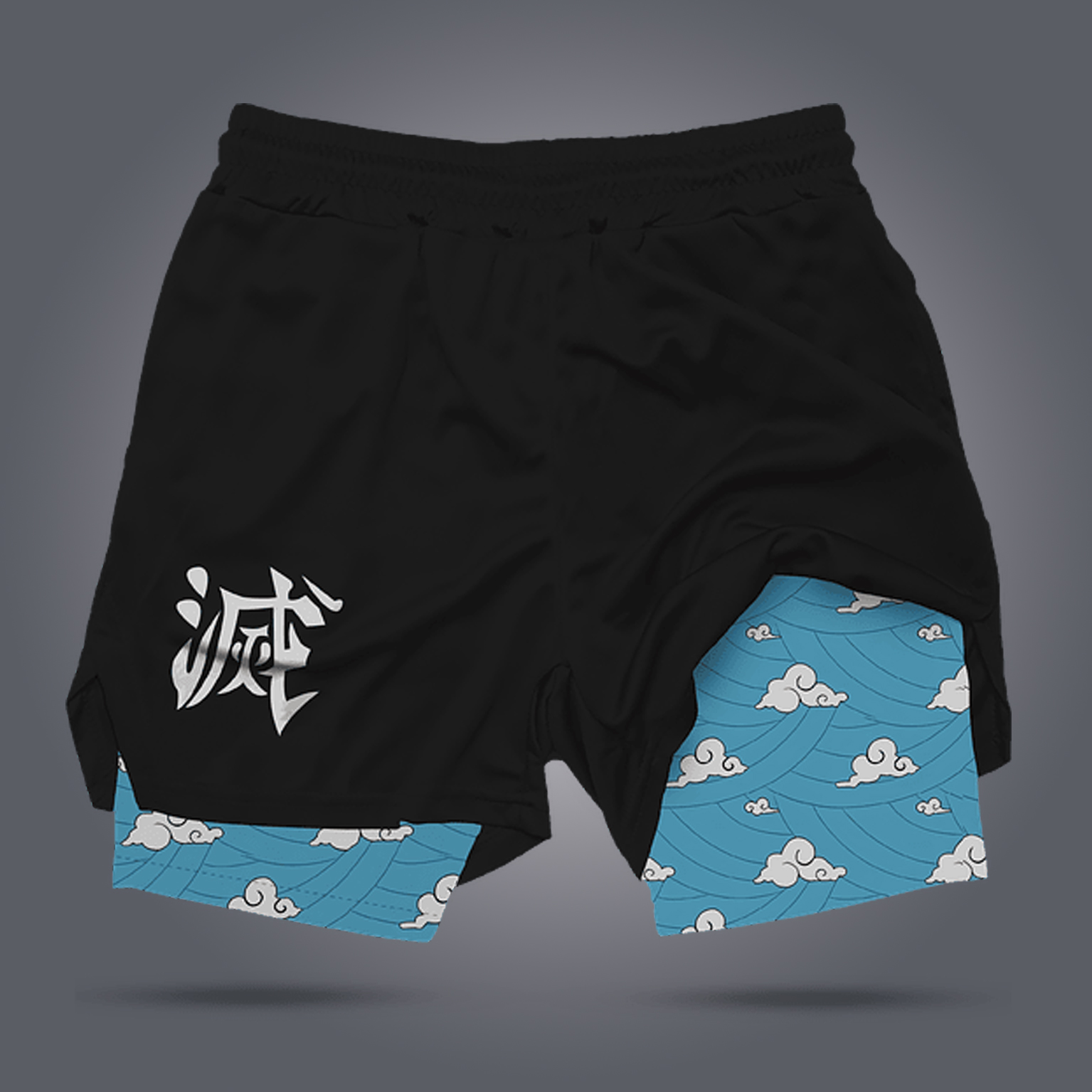 Demon Slayer Men's Anime Print Drawstring Double-Layer Shorts