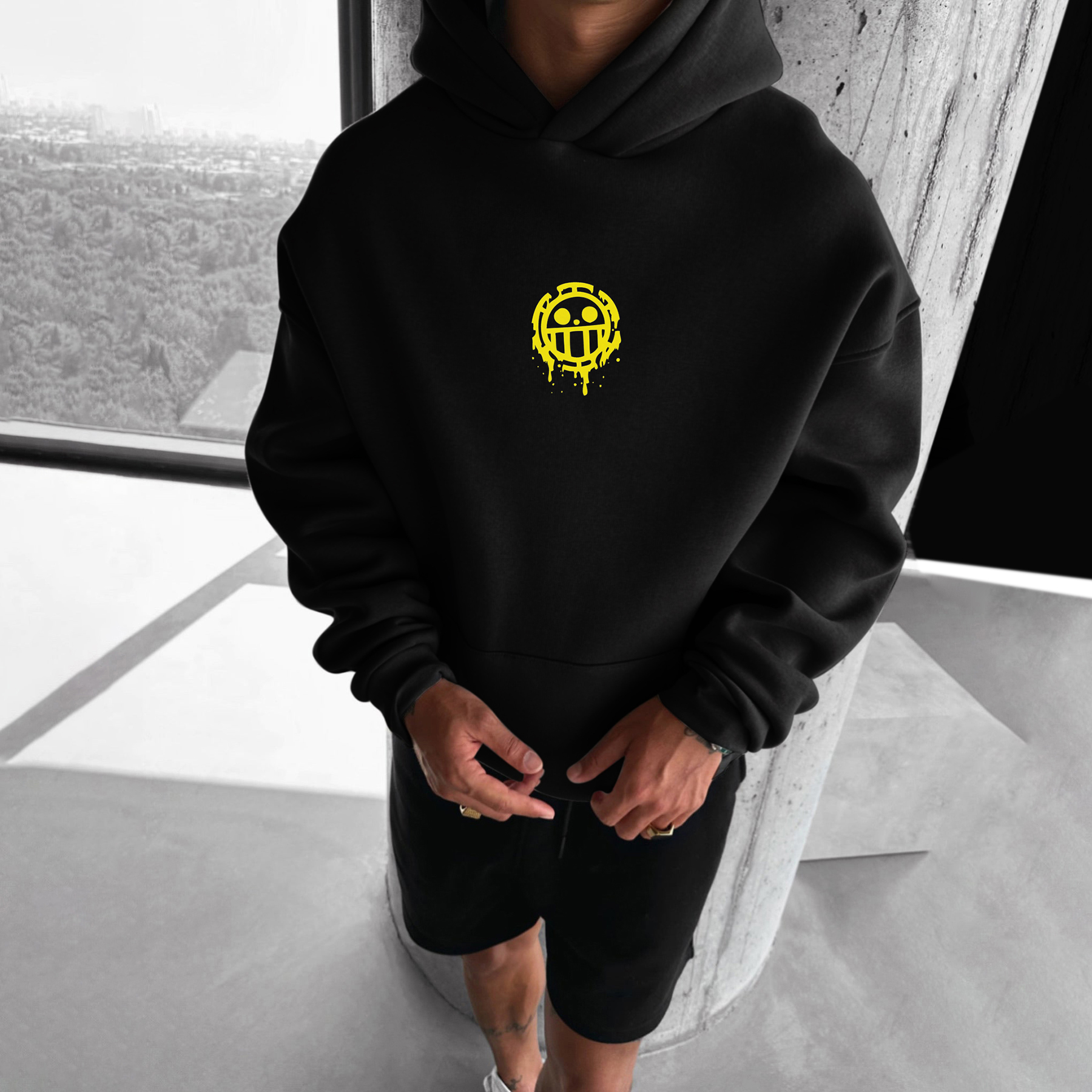 Oversize "anime Print" Print Hoodie