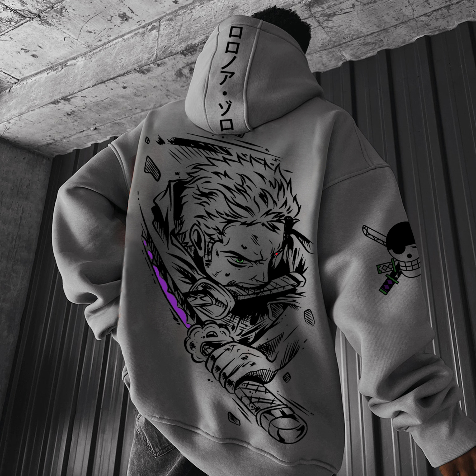 Unisex Oversized Anime Print Hoodie