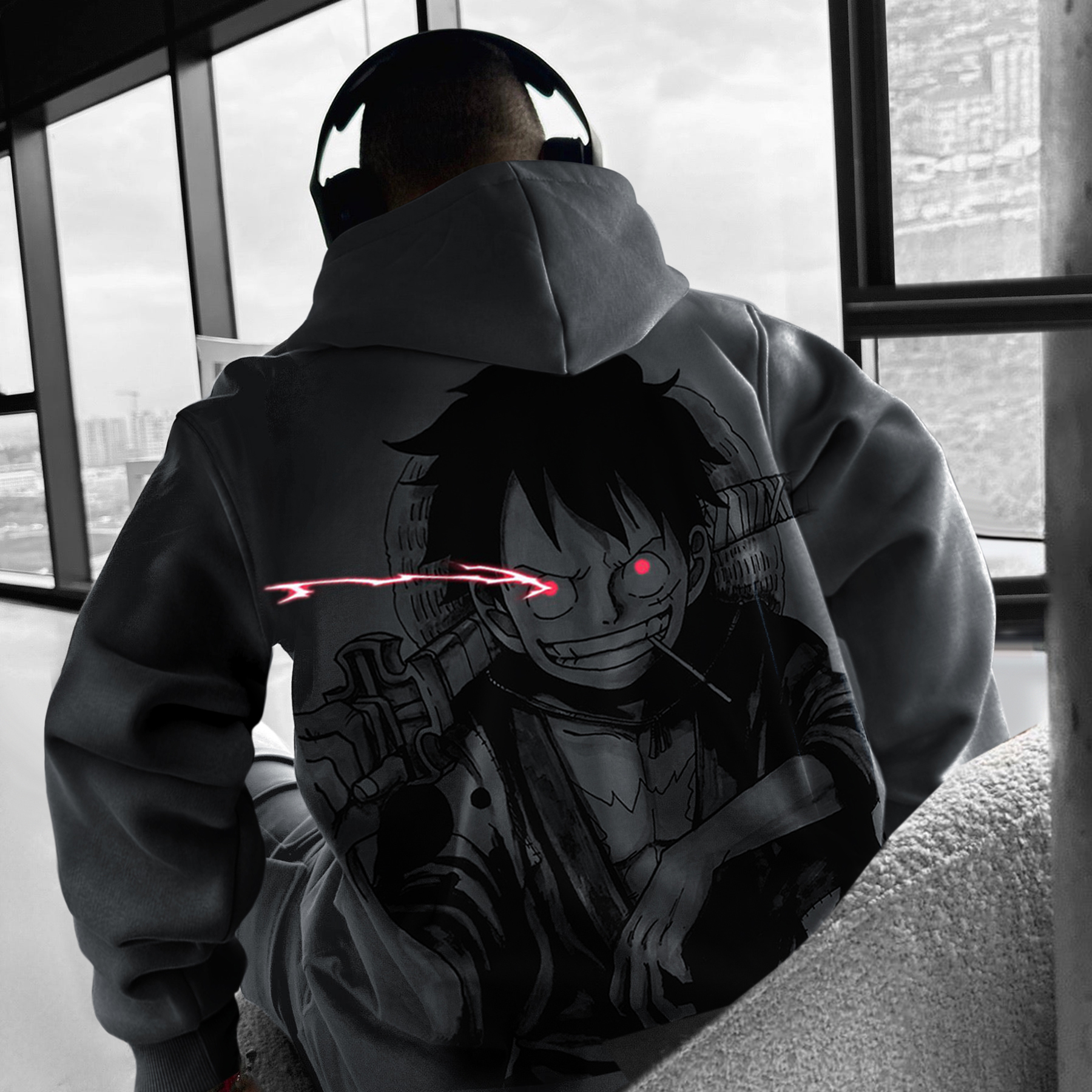 Unisex Oversized Anime Print Hoodie-AnimeClothe