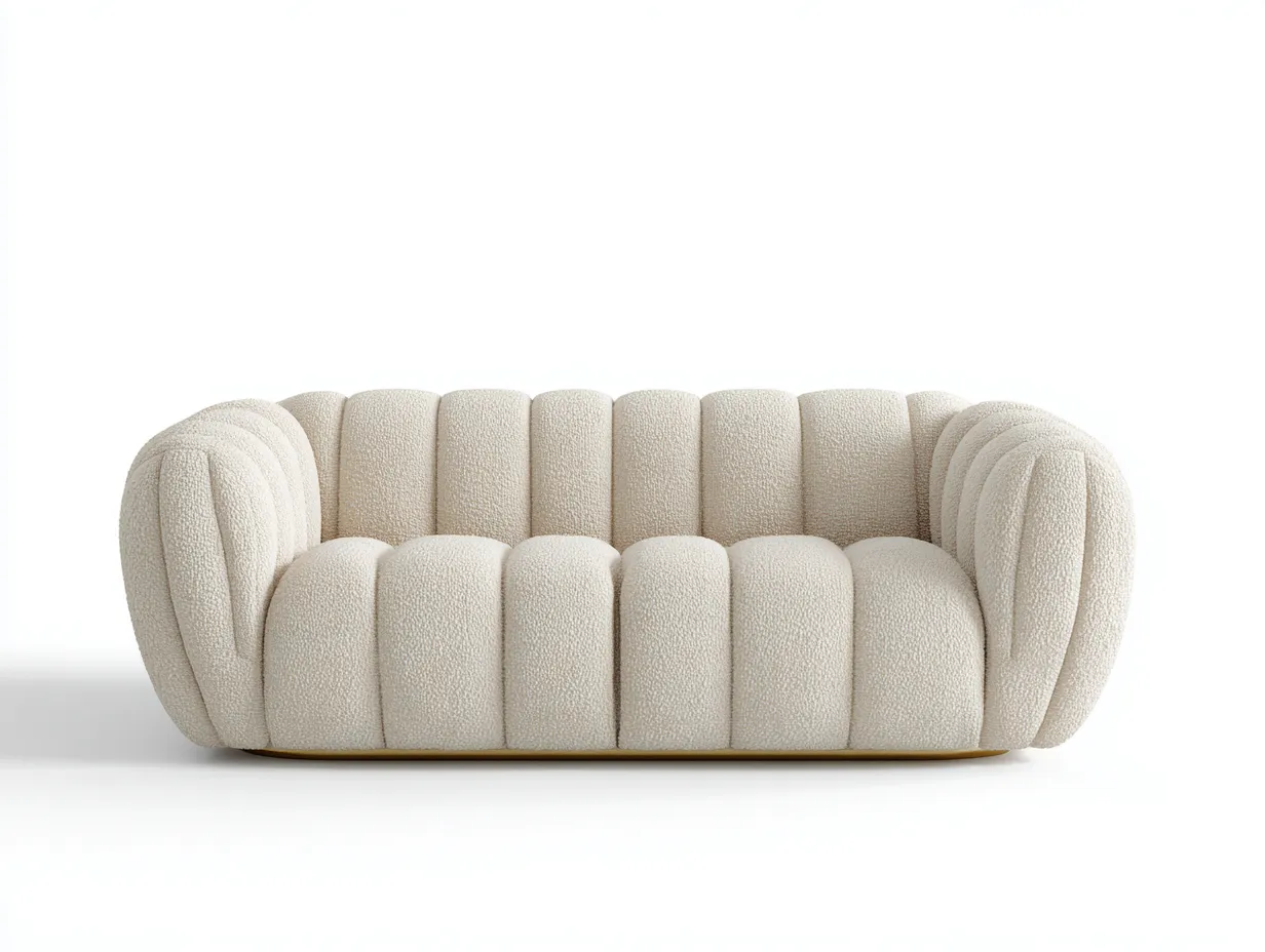 Gerades Sofa - Stoff-Holz - 172x92x78 cm - Cremeweiß - Modern-Jaluxzahaus