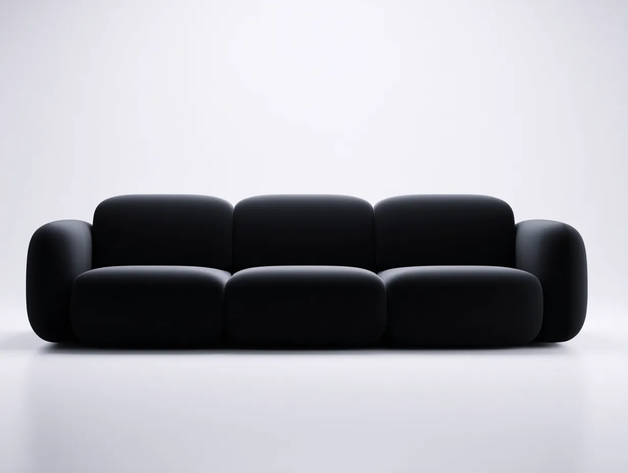 Gerades Sofa-Kunstleder-212x96x73 cm-Schwarz-Minimalistischer Stil-Jaluxzahaus