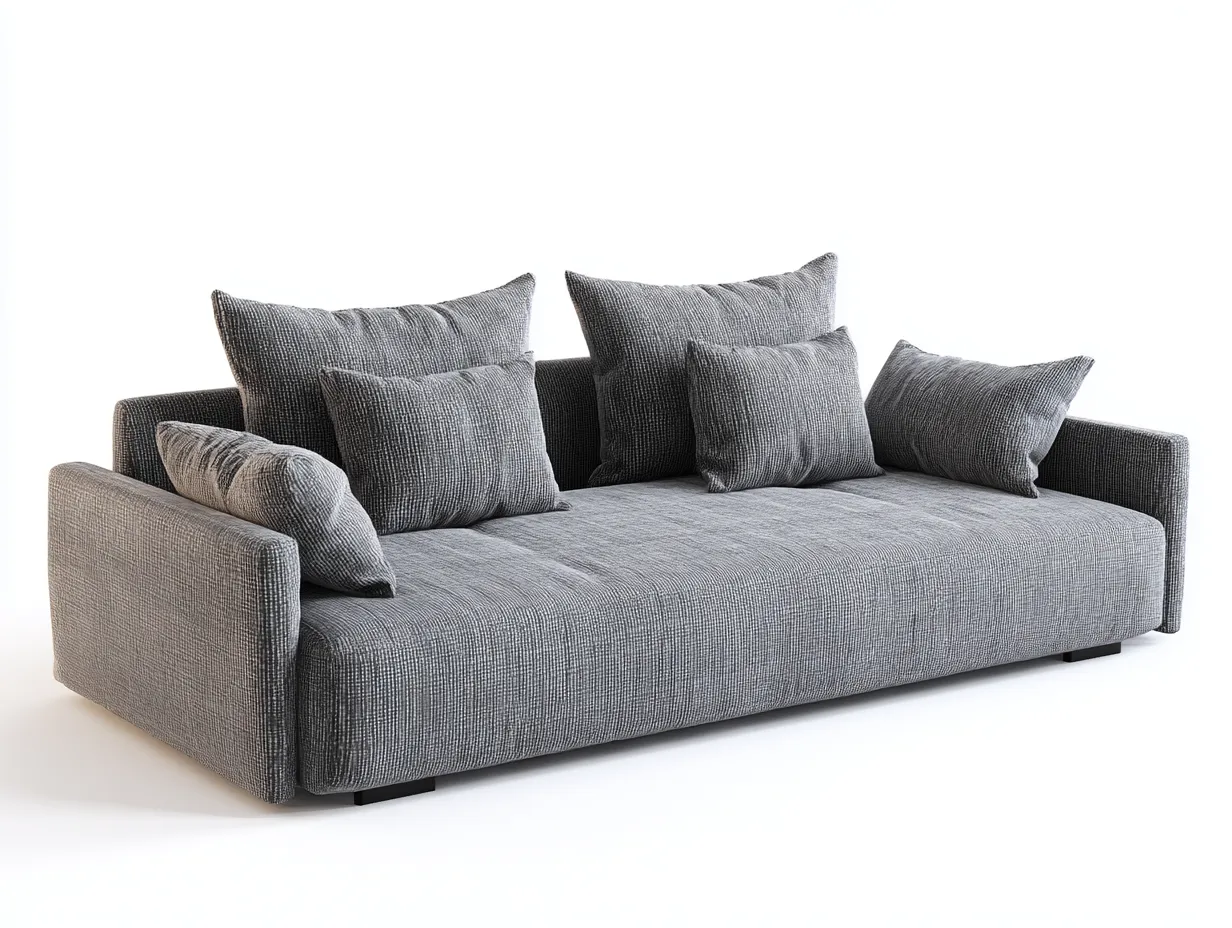 Gerades Sofa - Stoff-Holz - 212x102x76 cm - Grau - Modern-Jaluxzahaus