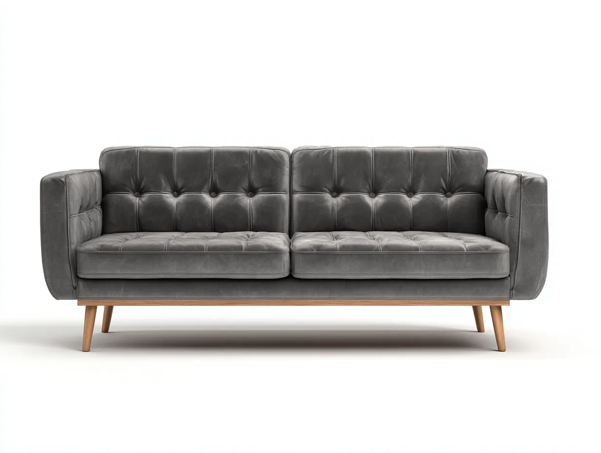 Gerades Sofa - Stoff-Holz - 188x88x82 cm - Dunkelgrau - Retro Modern-Jaluxzahaus