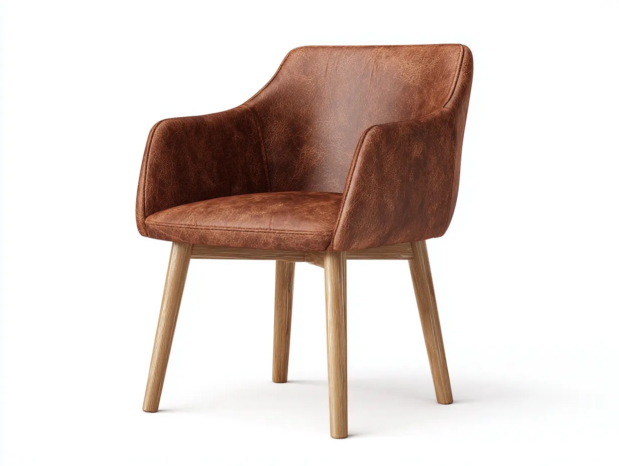 Esszimmerstühle - Kunstleder-Holz - 60x57x83 cm - Braun-Natur - Modern-Cotaocasa