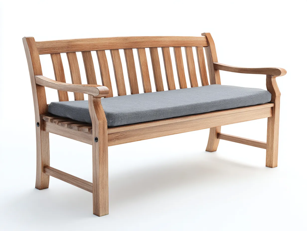 Gartenbank-Holz-Stoff-138x60x88 cm-Natur- Grau-Modern-Cotaocasa