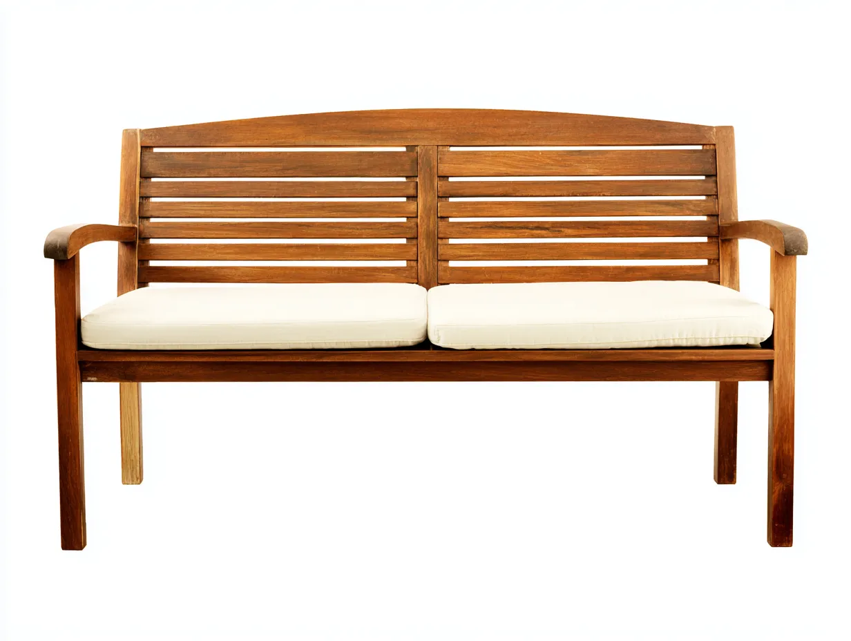 Gartenbank-Holz-Stoff-150x64x88 cm-Braun-Beige-Modern-Cotaocasa