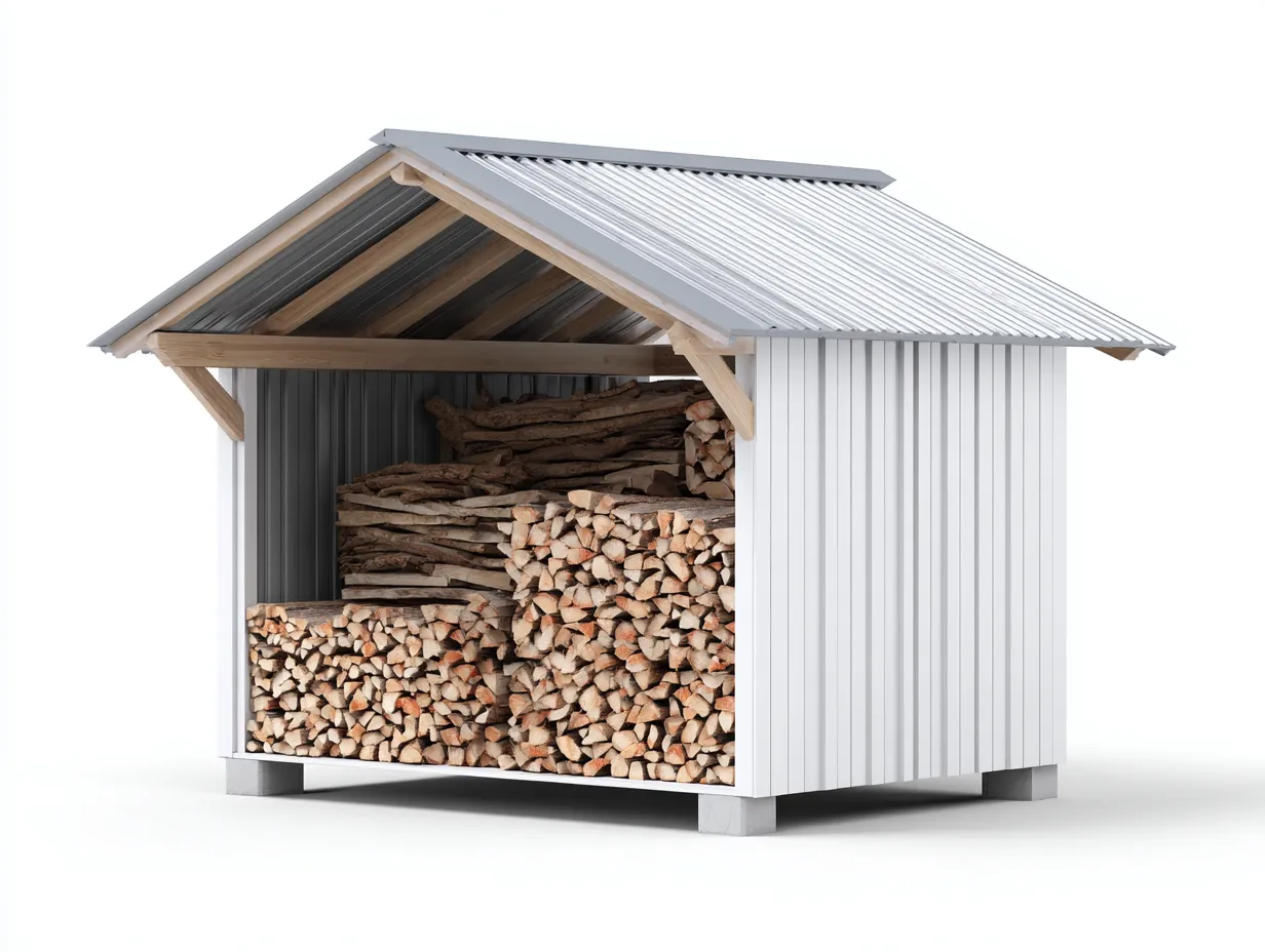 Kaminholzregal-Holz-Metall-172x76x168 cm-Weiß-Grau-Modern-Cotaocasa