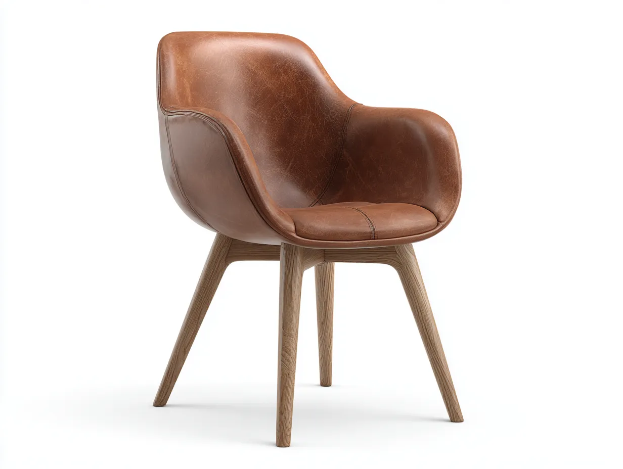 Esszimmerstühle - Kunstleder-Holz - 63x58x85 cm - Braun-Natur - Modern-Cotaocasa