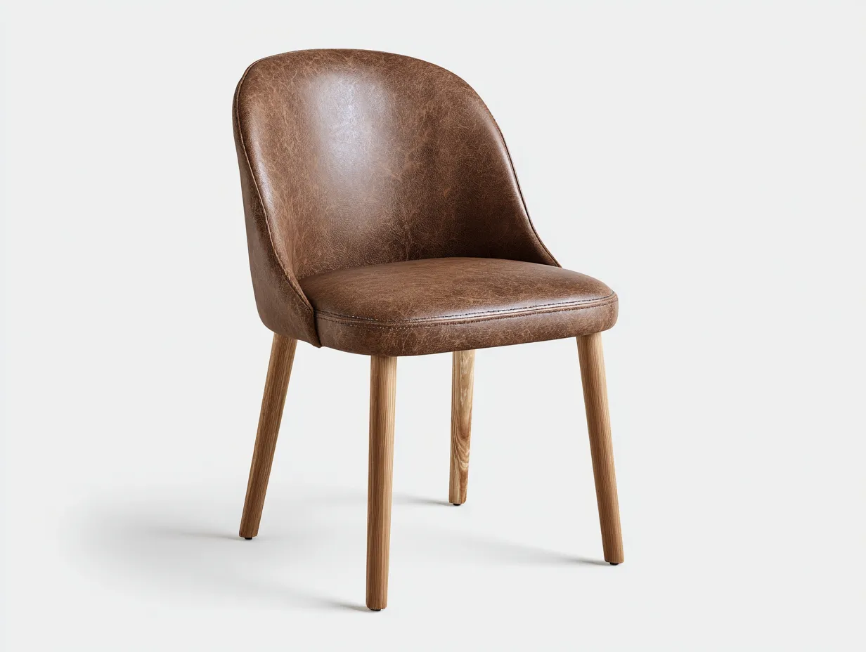 Esszimmerstühle - Kunstleder-Holz - 56x53x83 cm - Braun-Natur - Modern-Cotaocasa