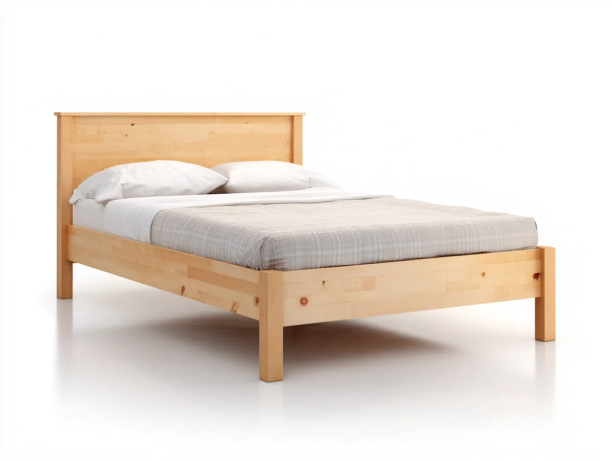 Doppelbett-Massivholz-206x166x92 cm-Natur-Schlichter Stil-Jalosohome
