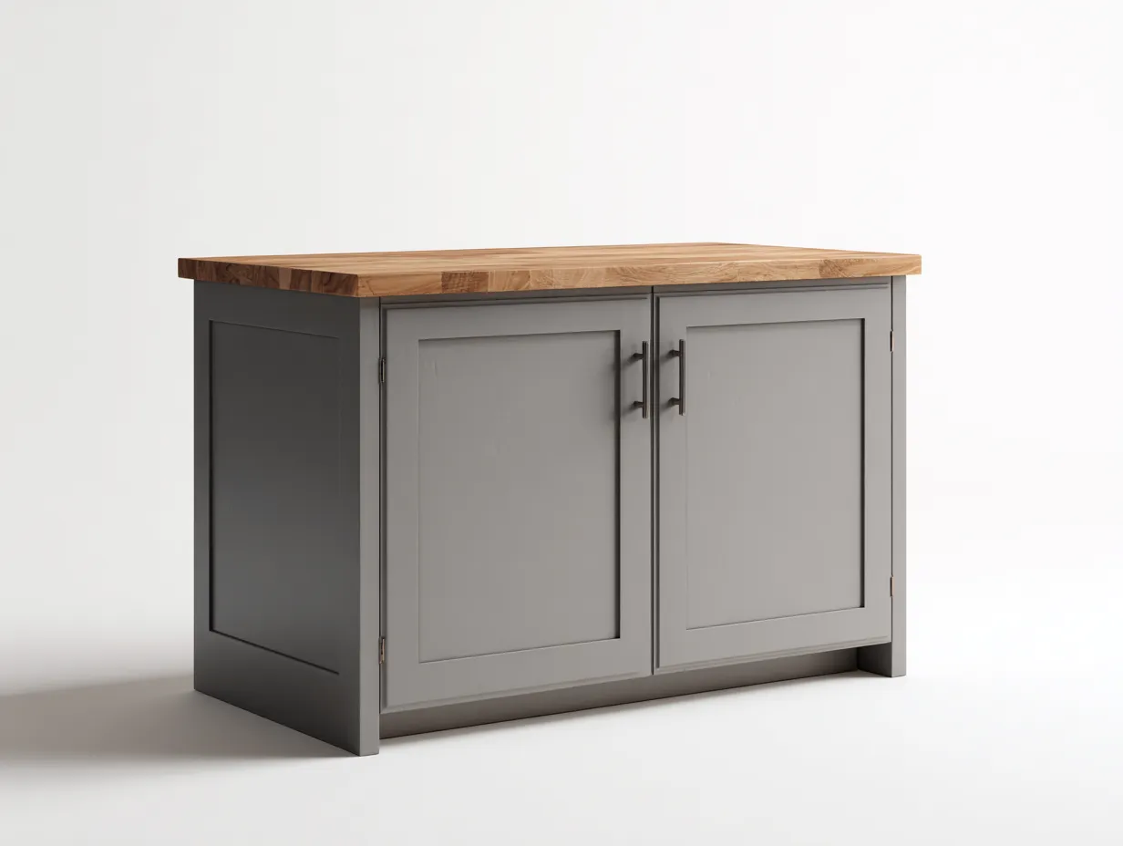 Sideboard - Holz - 118x43x82 cm - Grau-Natur - Landhausstil-Jalosohome