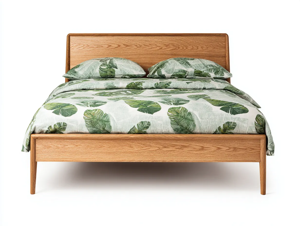 Doppelbett-Massivholz-208x186x98 cm-Natur-Skandinavischer Stil-Jalosohome