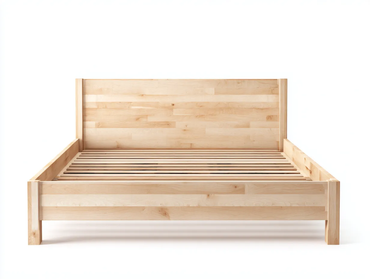 Doppelbett-Massivholz-202x162x88 cm-Natur-Minimalistischer Stil-Jalosohome