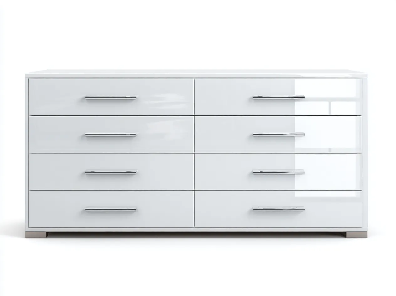 Kommode mit Schubladen - MDF-Metall - 136 x 44 x 79 cm - Weiß - Modernes Design-Jalosohome