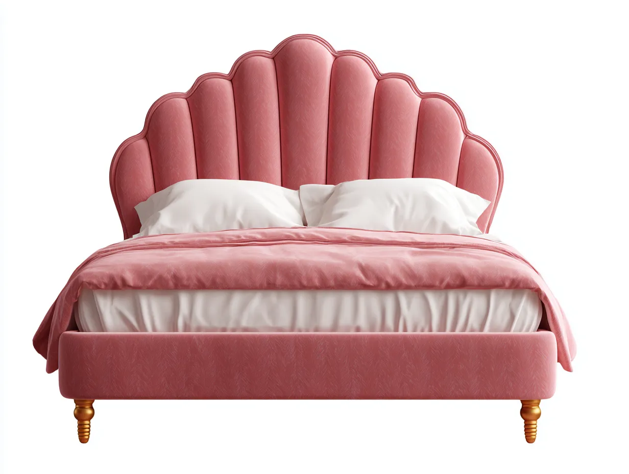 Doppelbett-Stoff-Holz-205x182x120 cm-Rosa-Gepolsterter Stil-Jalosohome