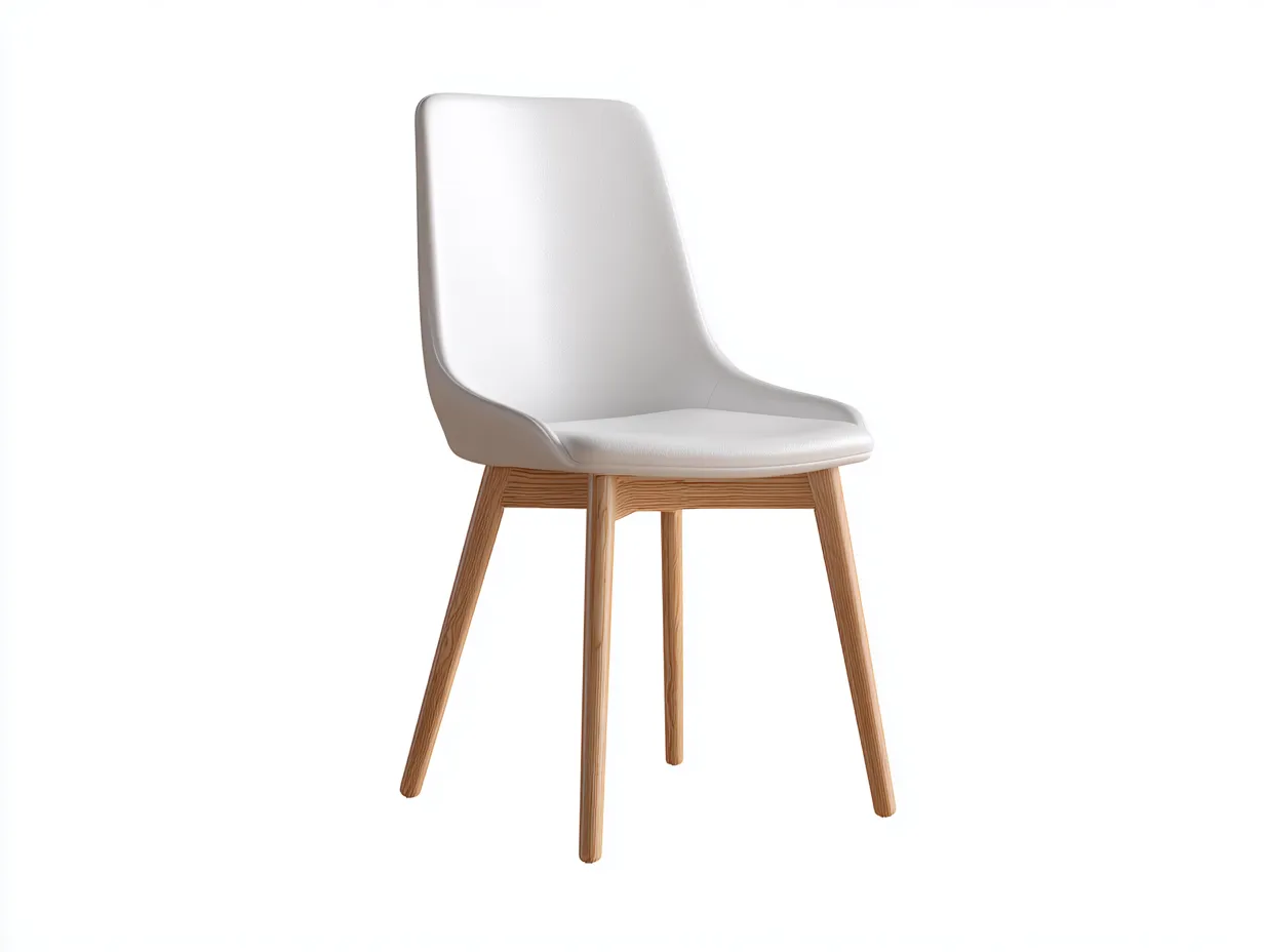 Esszimmerstuhl - Kunstleder-Holz - 53x60x83 cm - Weiß-Natur - Modern-Jalosohome