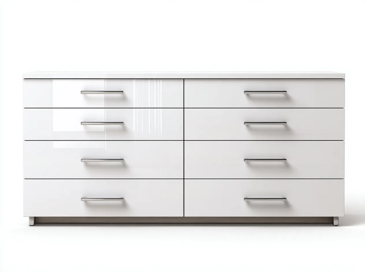 Kommode mit Schubladen - MDF-Metall - 140 x 45 x 80 cm - Weiß - Modernes Design-Jalosohome