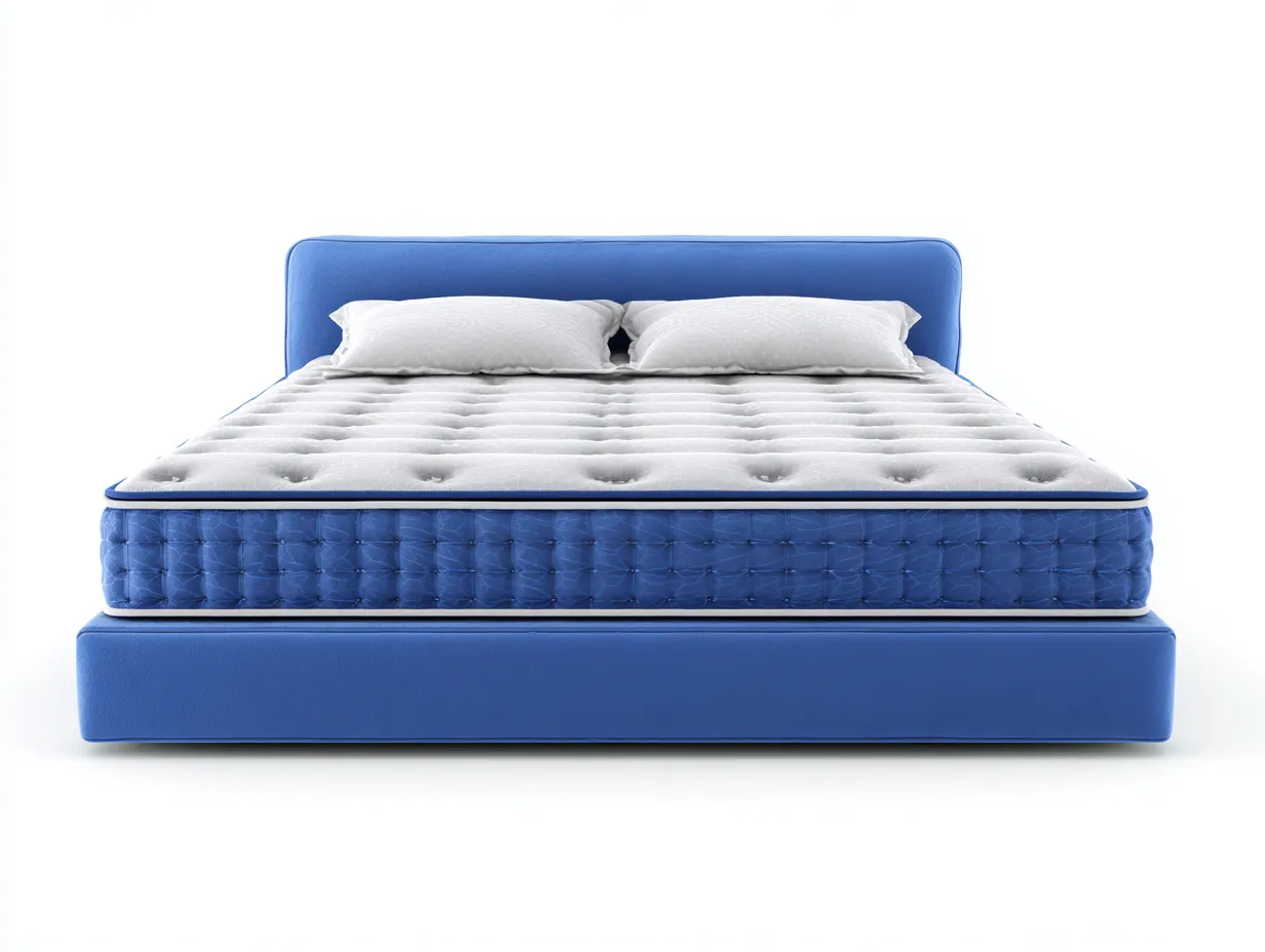 Doppelbett-Stoff-Holz-214x192x102 cm-Blau-Modernes Design-Jalosohome