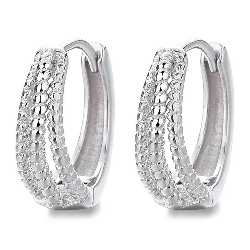 Sparkling Crystal Pave Huggie Hoop Earrings in Silver Tone
