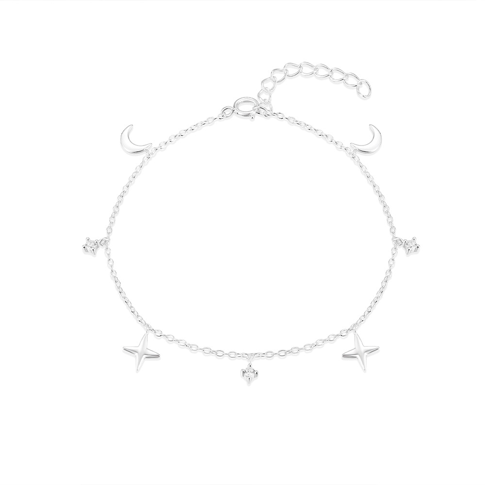 Sterling Silver Star Moon Wishbone Bracelet