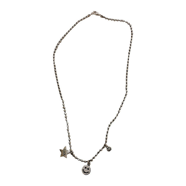 Vintage Smile Face & Star Pendant Necklace