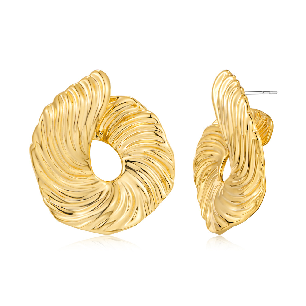 Gold Plated Copper Textured Twisted Hoop Earrings