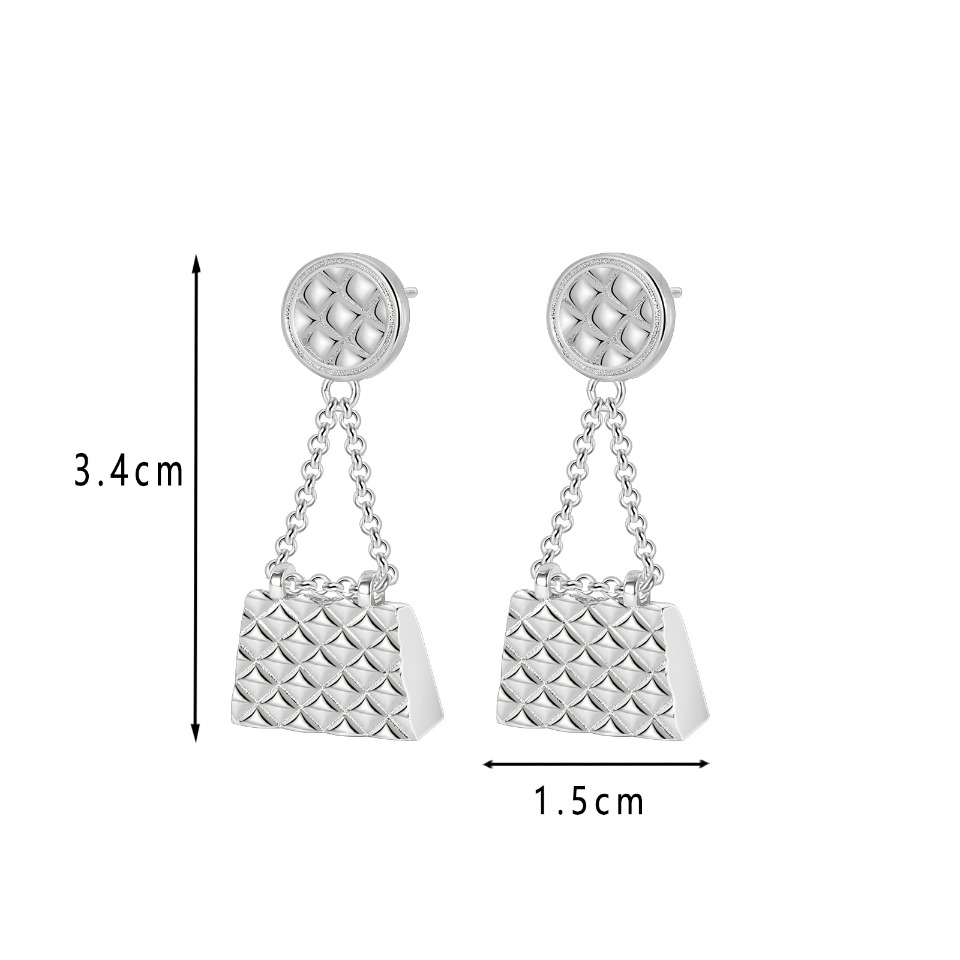 Gold Quilted Mini Handbag Chain Earrings 