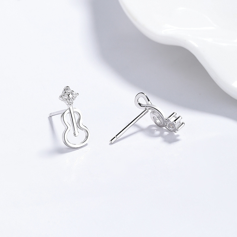 Sterling Silver Music Note Stud Earrings