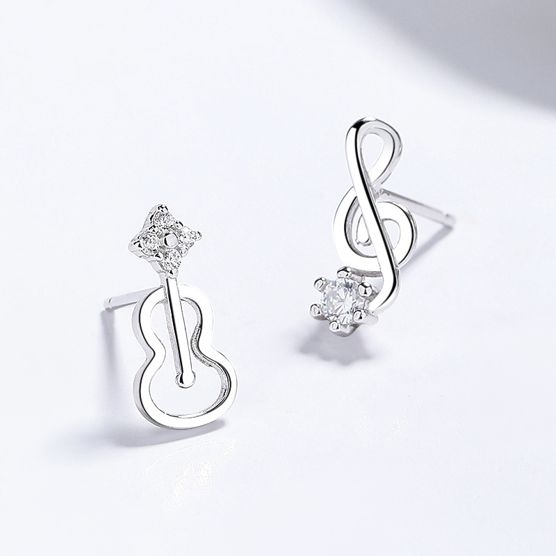 Sterling Silver Music Note Stud Earrings