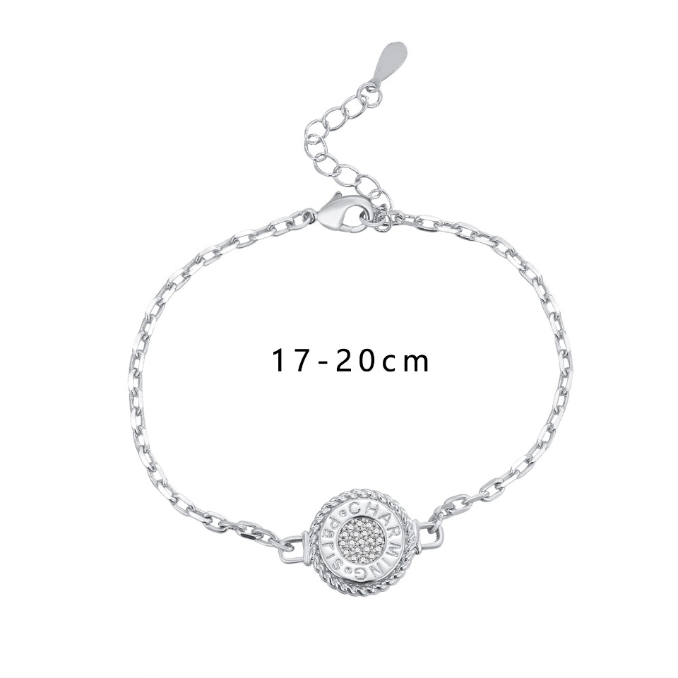 Coin Pendant Bracelet Inlaid with Cubic Zirconia