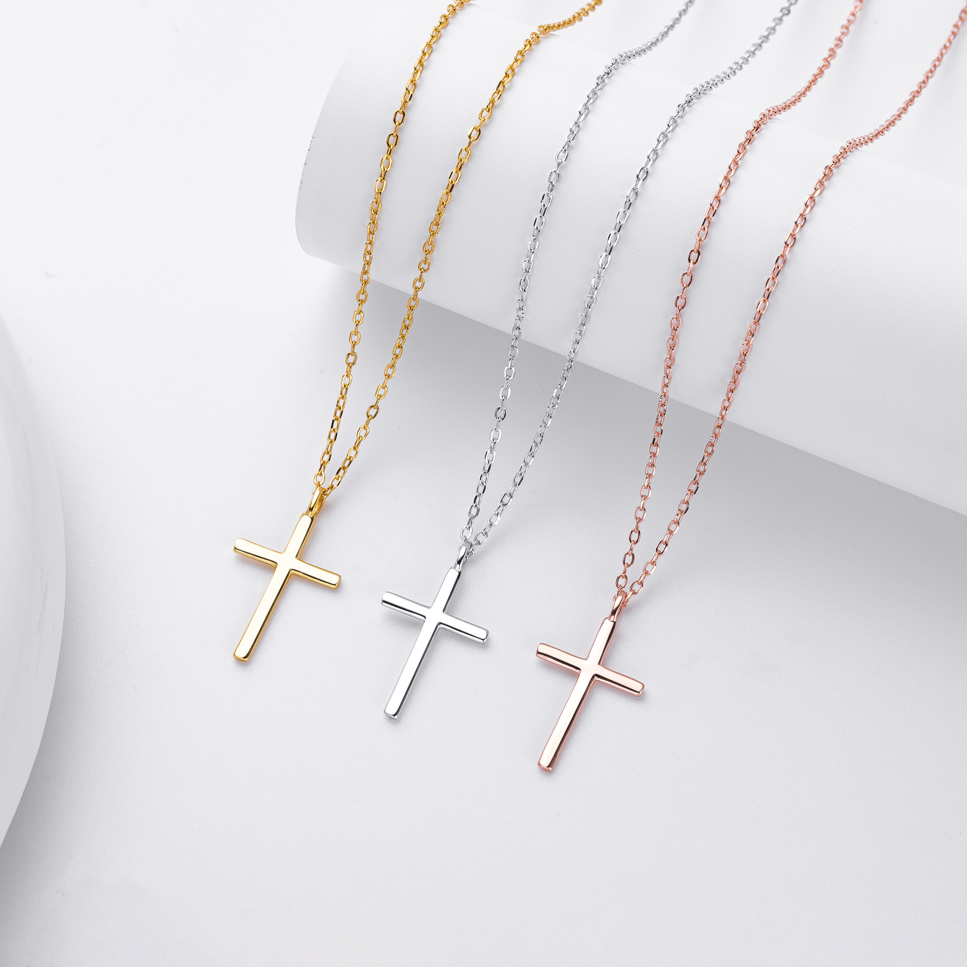 Minimalist Sterling Silver Open Cross Pendant Necklace | Simple Faith-Based Jewelry for Women