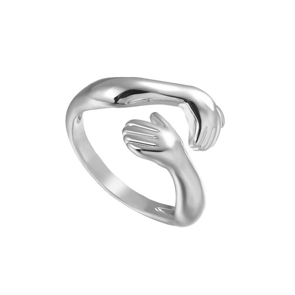Silver Hugging Hands Ring