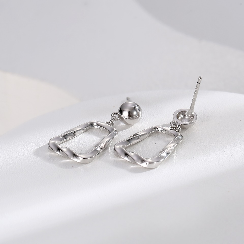 Gold Plated Twisted Geometric Drop Earrings 