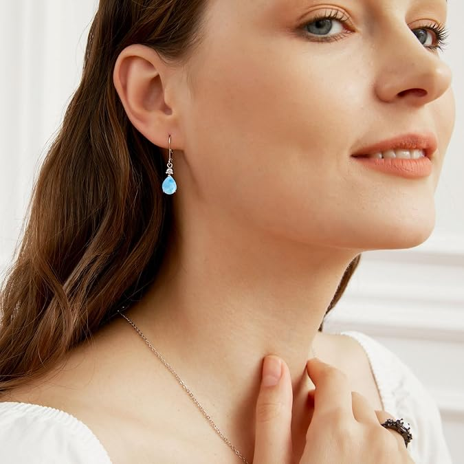 Sterling Silver Leverback Dangle Earrings for Women