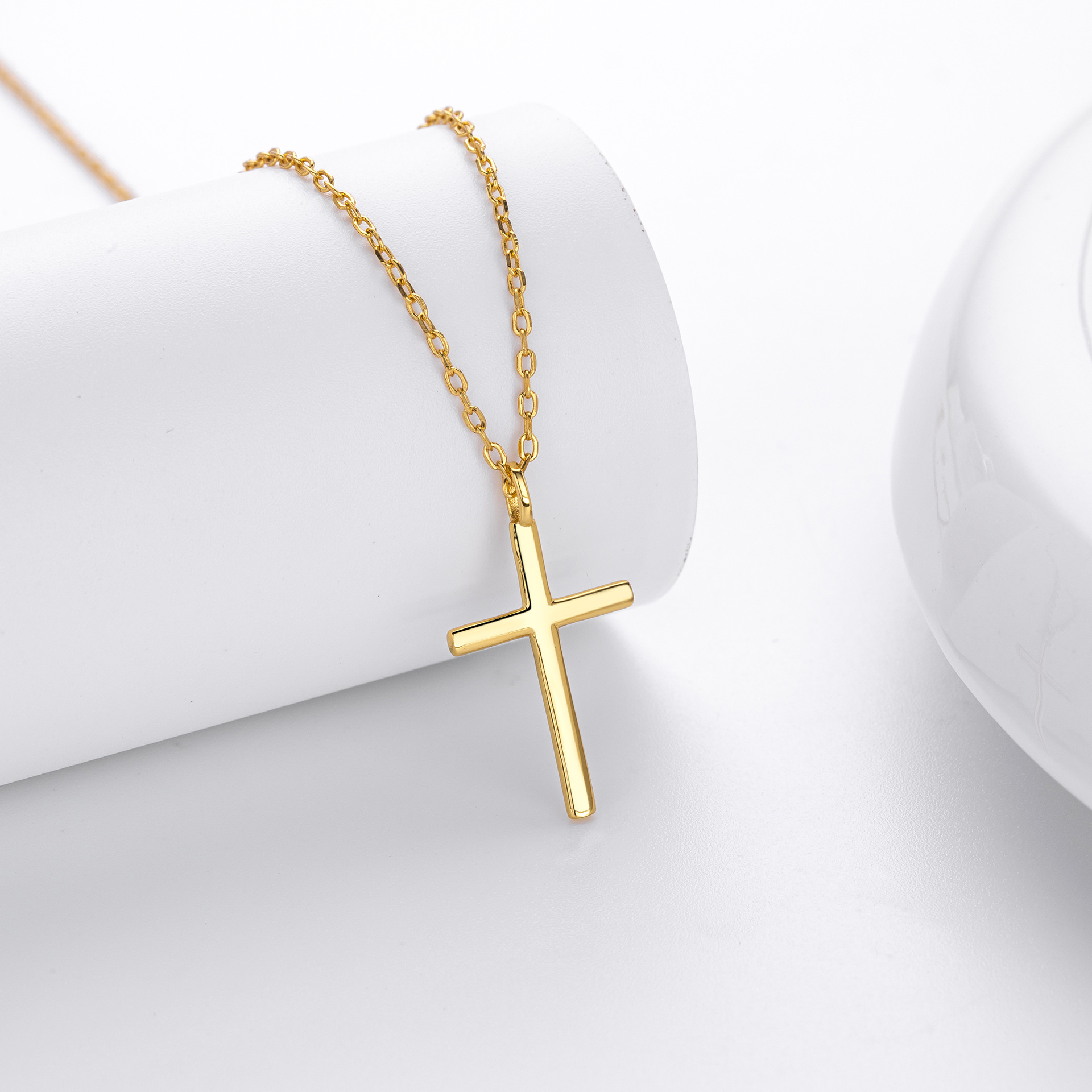 Minimalist Sterling Silver Open Cross Pendant Necklace | Simple Faith-Based Jewelry for Women